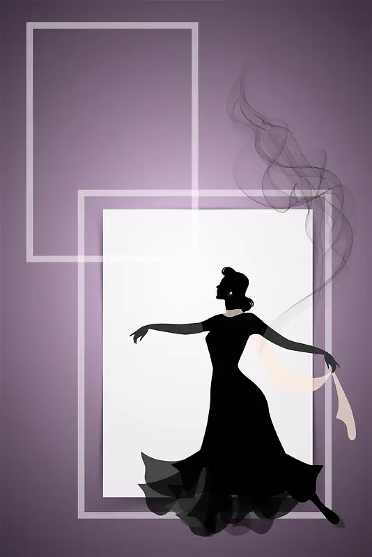 创意几何动感舞蹈少女剪影设计背景
