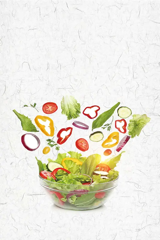 清新健康沙拉美食海报背景模板