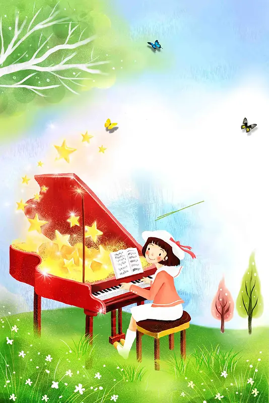 钢琴培训海报背景模板