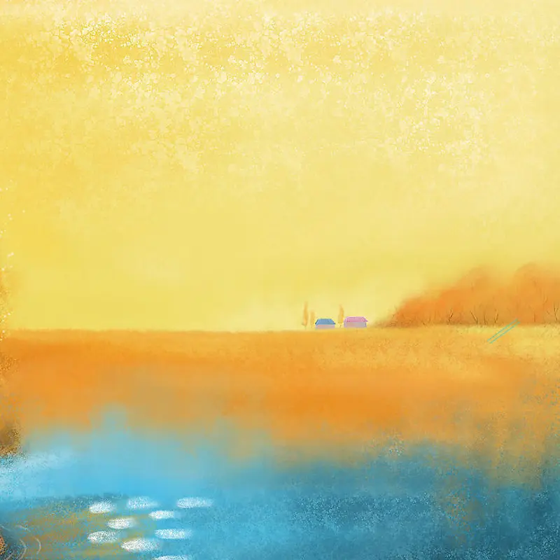 黄色田野油画背景