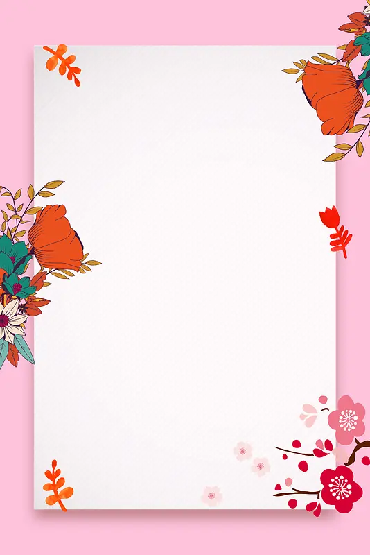 粉红色花卉边框广告背景