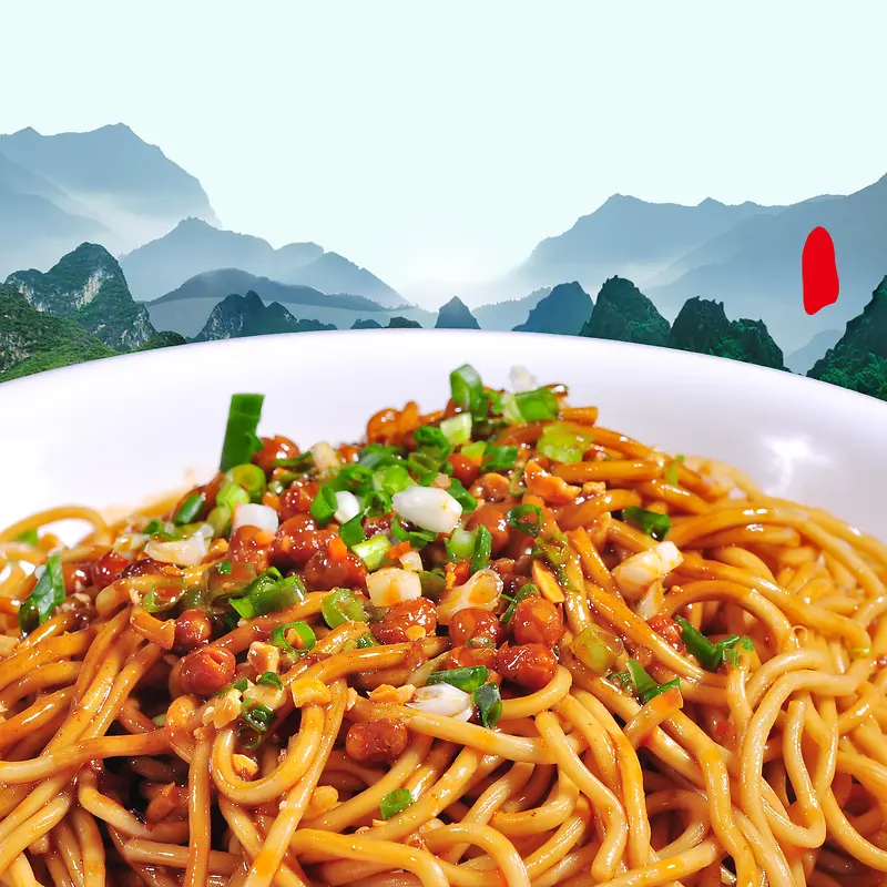 炒面背景中国美食素材中国风海报