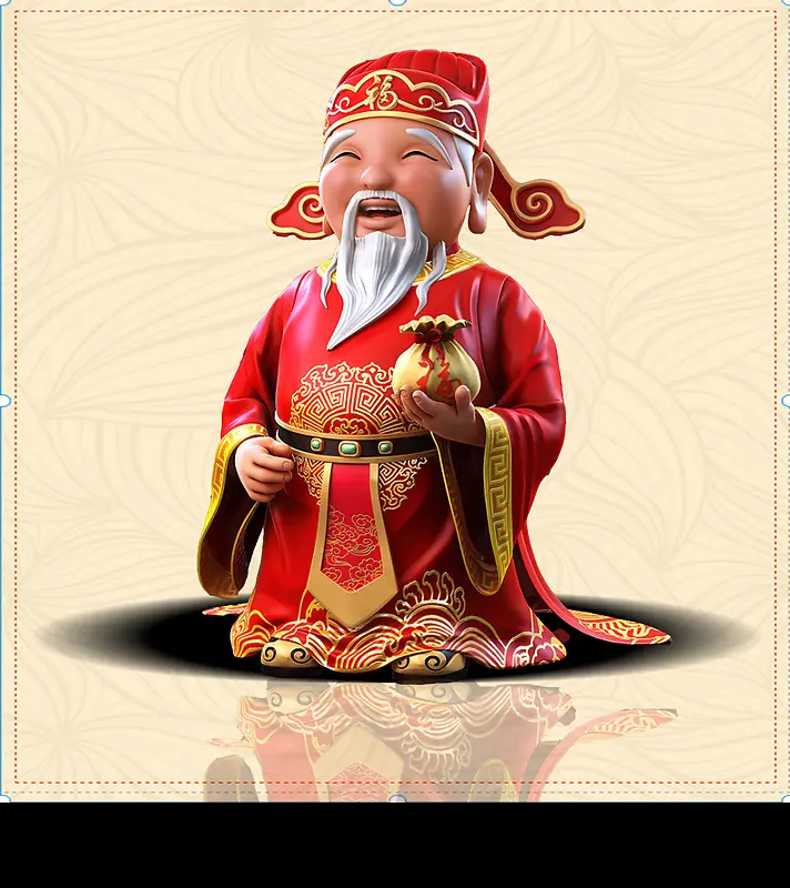 中国风春节寿星的倒影背景素材