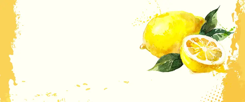 黄色水彩柠檬banner海报