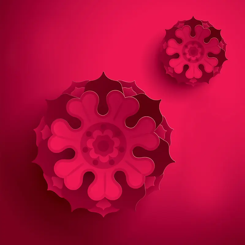 3D立体剪纸花朵喜庆春节迎春纳福海报背景