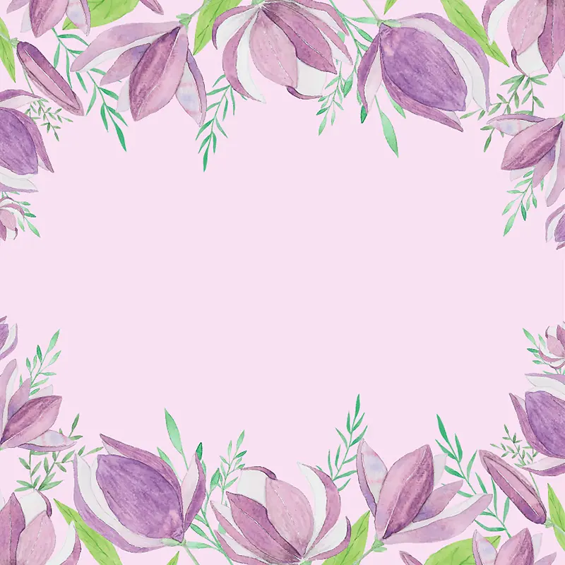 紫色水彩花朵花边花框主图背景