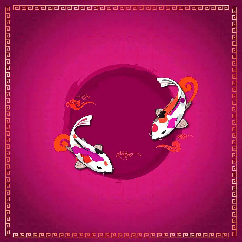 中式春节喜气过年鲤鱼高贵紫红海报背景