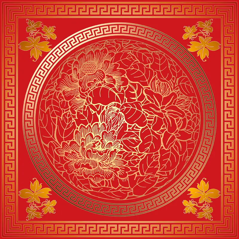 中国风传统花纹红色背景图