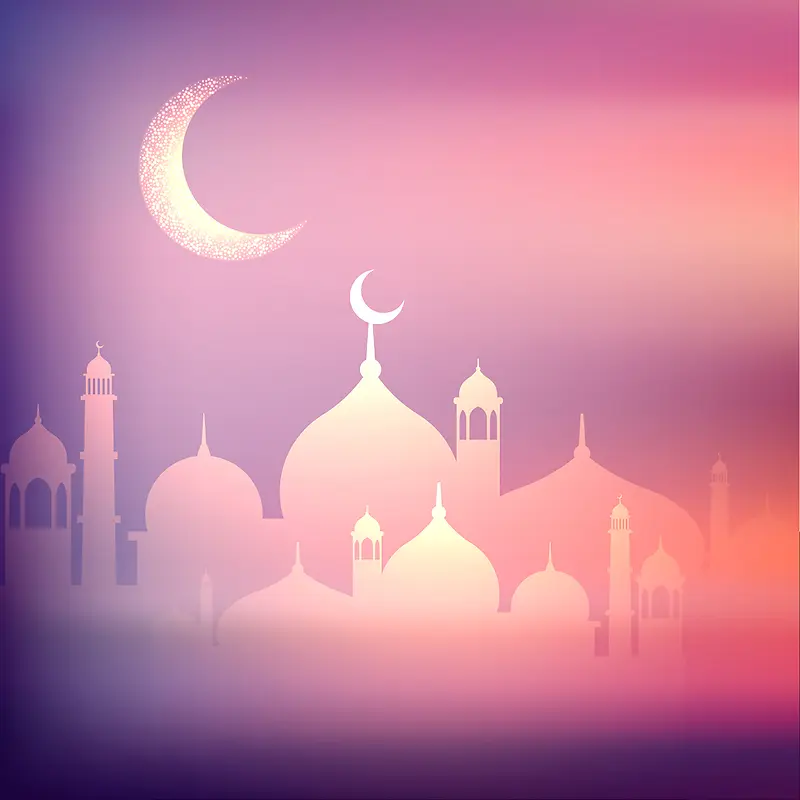 印度宗教伊斯兰教斋月节漂亮灯塔节日背景