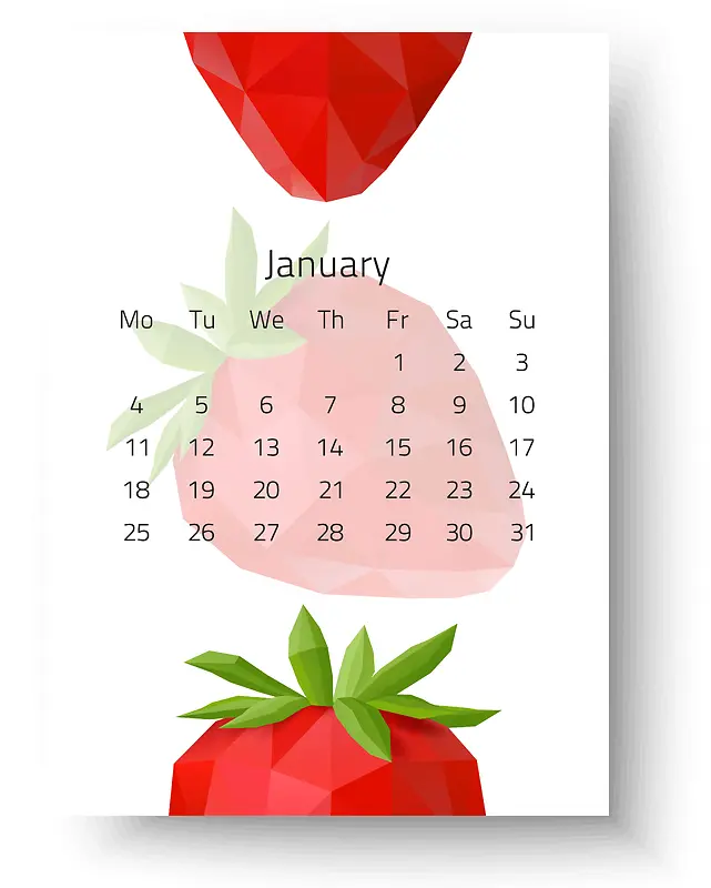 日历2017年1月挂历日期时间水果