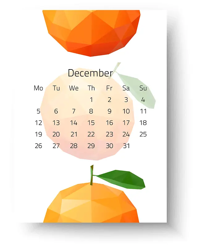 日历2017年12月挂历日期时间水果