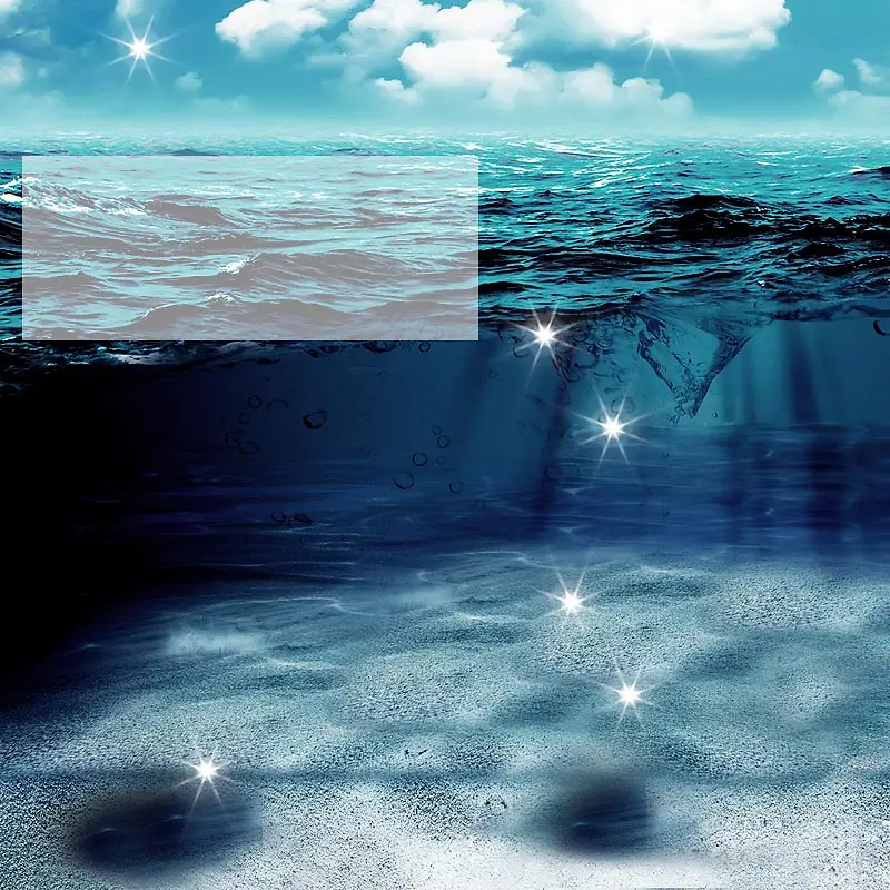 风景蓝色海水PSD分层主图背景素材