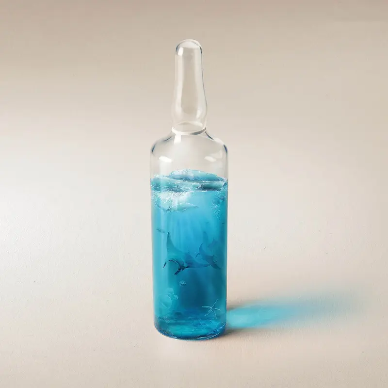 唯美蓝色玻璃药瓶