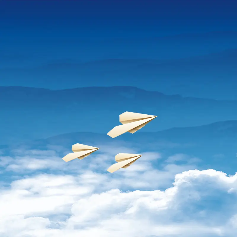 纸飞机蓝色天空PSD分层淘宝主图素材