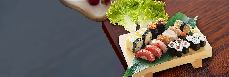 美味日本寿司简约灰色背景