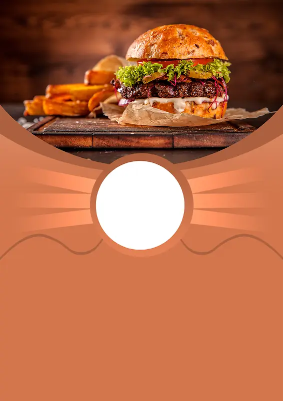 褐色简约餐饮美食汉堡背景