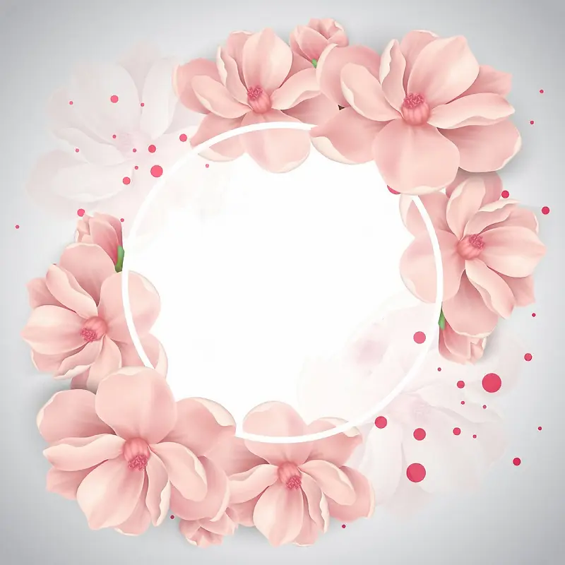 粉色浪漫花朵几何圆形背景