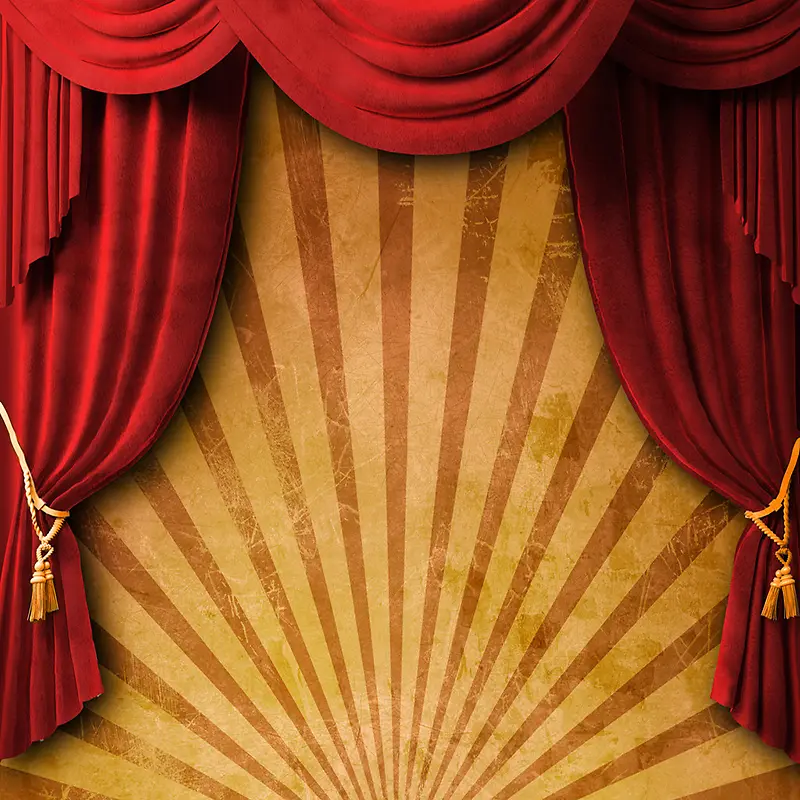 红色幕布黄色纹理舞台主图背景