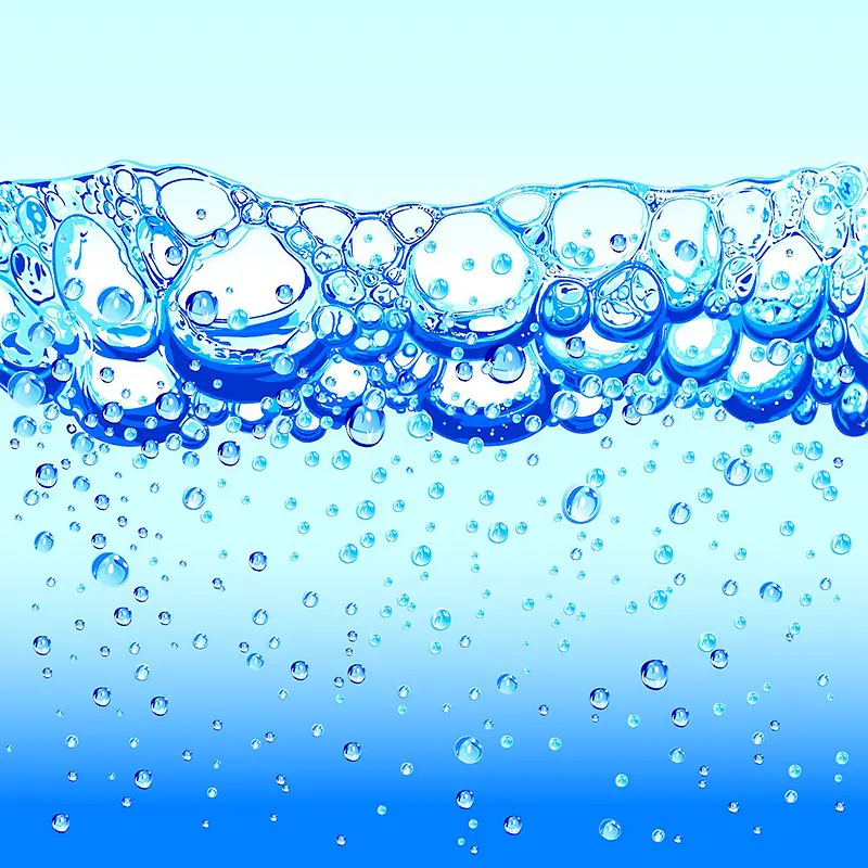 蓝色晶莹透亮水中泡泡背景