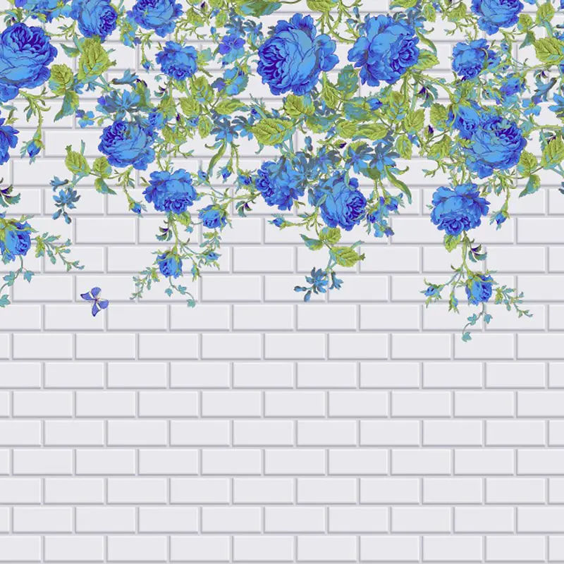蓝花砖墙背景