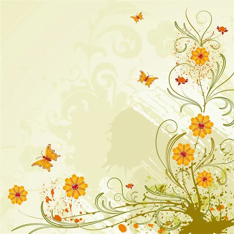 复古绿色春季花卉纹理海报