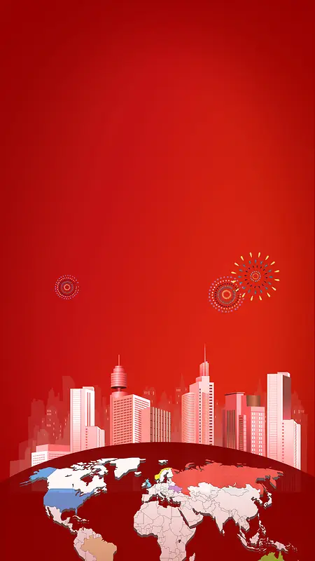 红色建筑喜庆商务背景