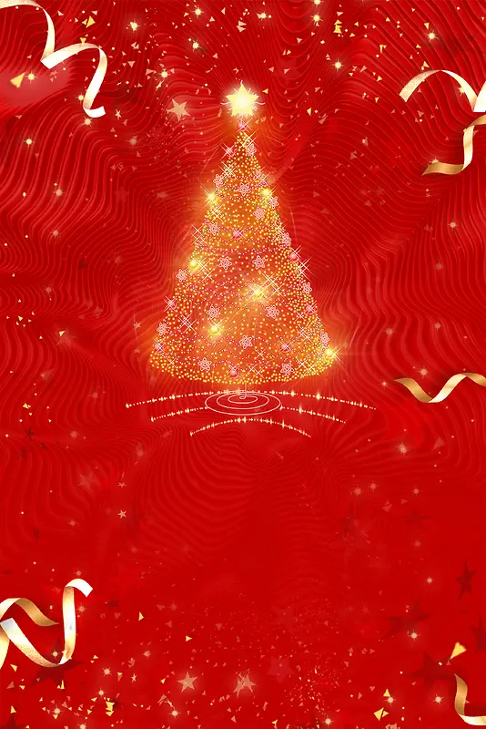 圣诞树大气文艺丝带红色banner