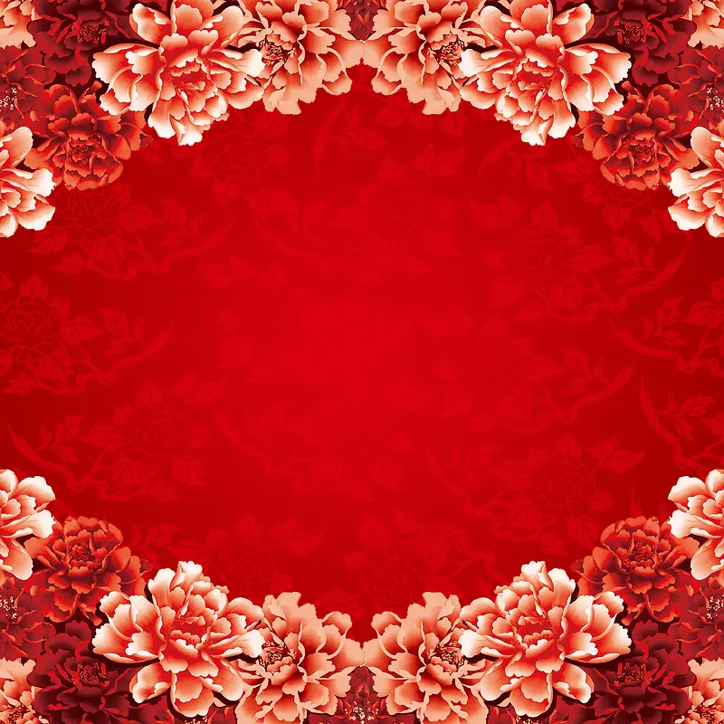红色喜庆牡丹花质感纹理背景图