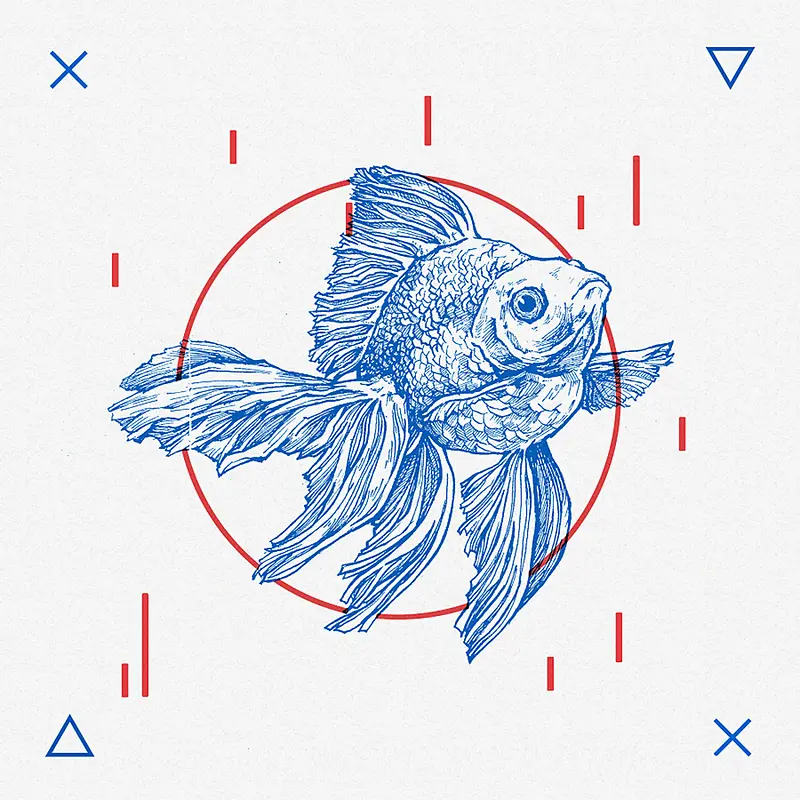 蓝色小鱼创意背景素材图