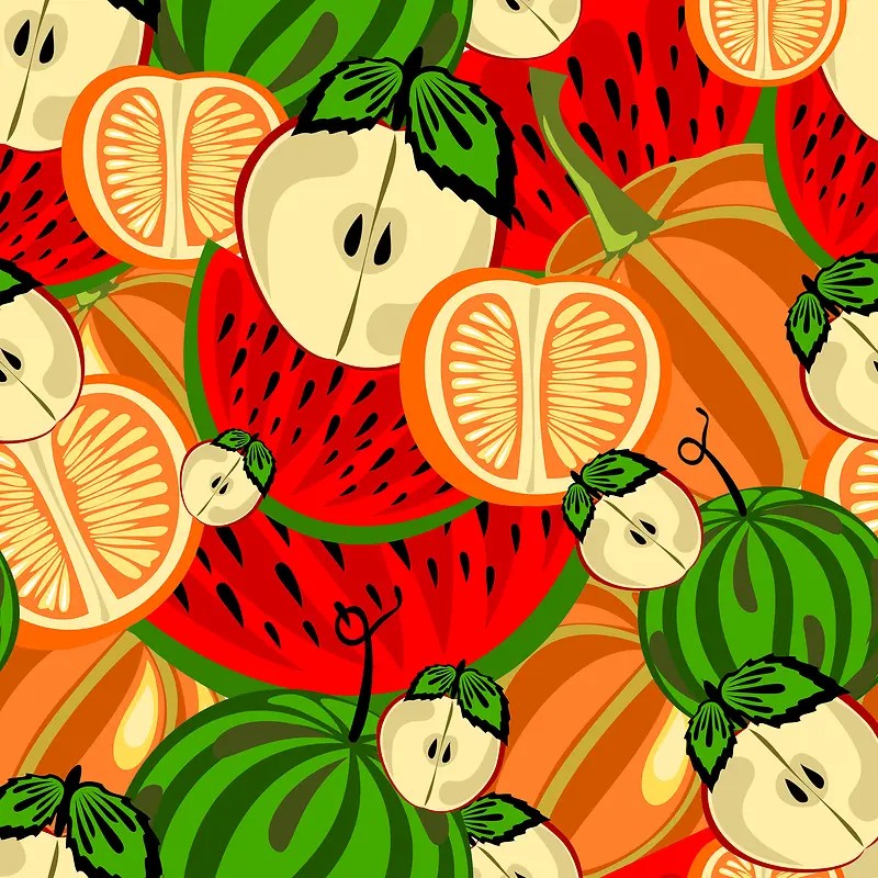 矢量素材缤纷可爱水果