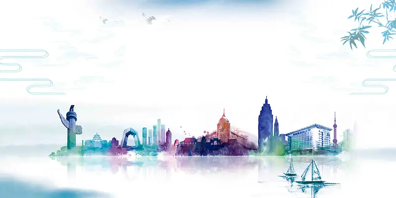 简约中国风魅力中国城展板背景模板