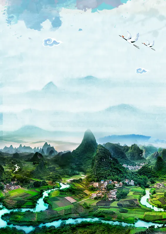 魅力美丽桂林景色桂林旅游海报背景素材