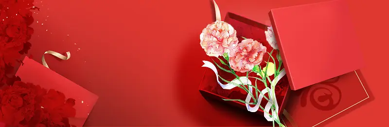 母亲节礼物节康乃馨红色背景