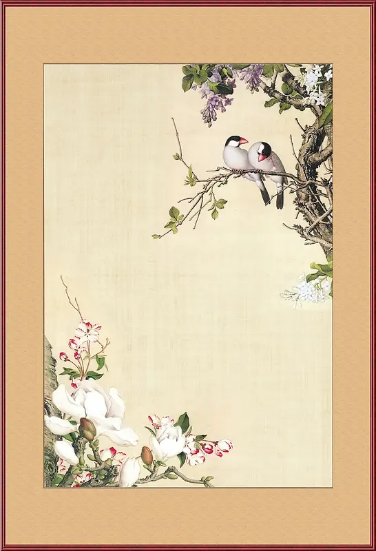 中国风工笔画花鸟背景素材