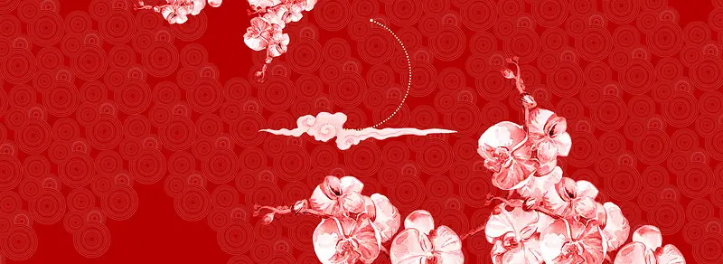 红色纹理新年中国风海报banner背景