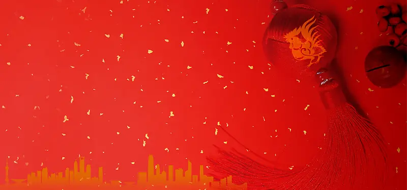 春节中国结红色背景海报