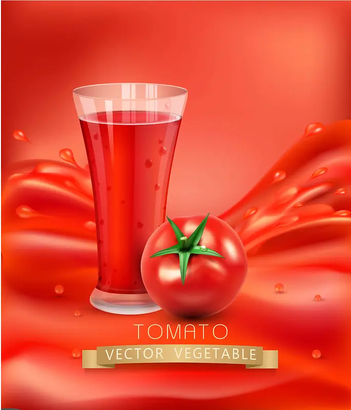 矢量美味番茄汁饮料背景