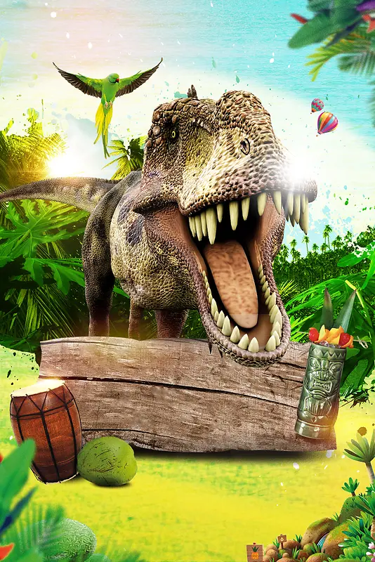 夏季旅游恐龙乐园海报