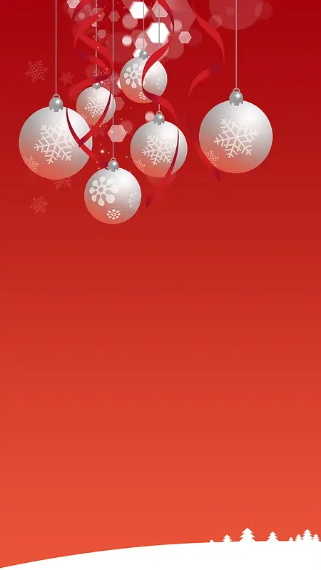 红色圣诞节挂球丝带H5背景