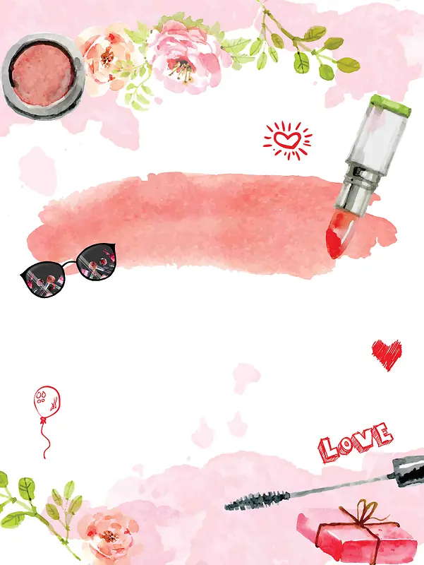 38妇女节化妆品口红促销海报背景素材