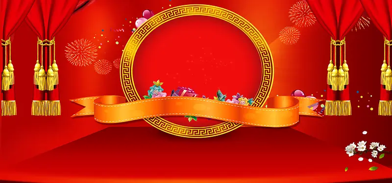 春节喜庆红色电商海报背景
