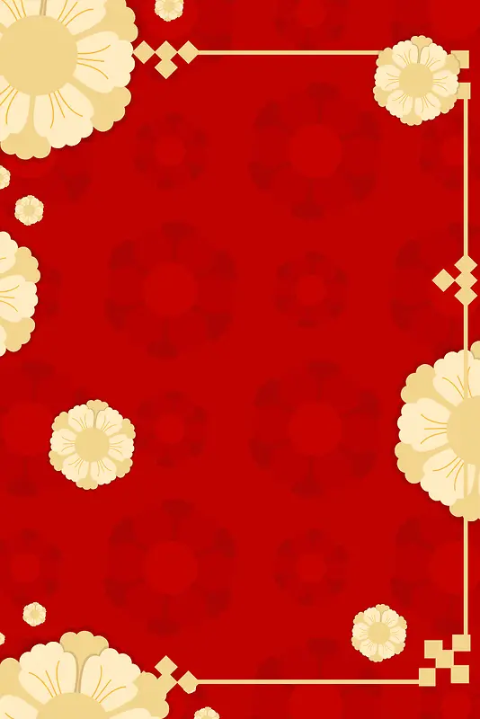 矢量花朵红色底纹边框背景