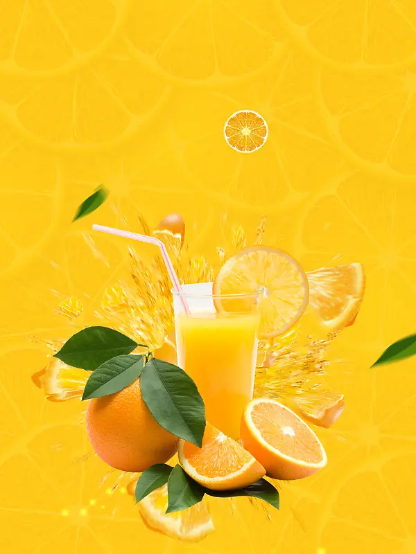 营养美味健康鲜橙c橙汁饮料海报背景素材