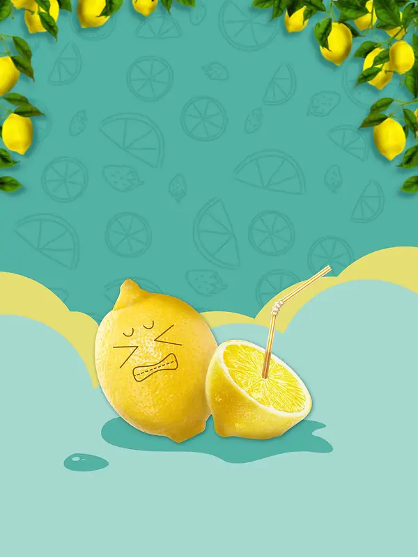 柠檬好热夏日水果促销海报背景模板