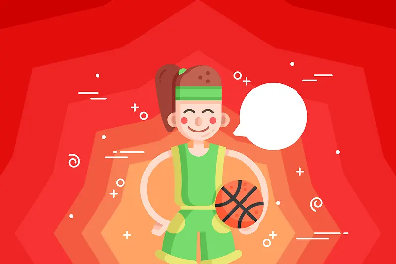 卡通扁平人物篮球运动员背景素材