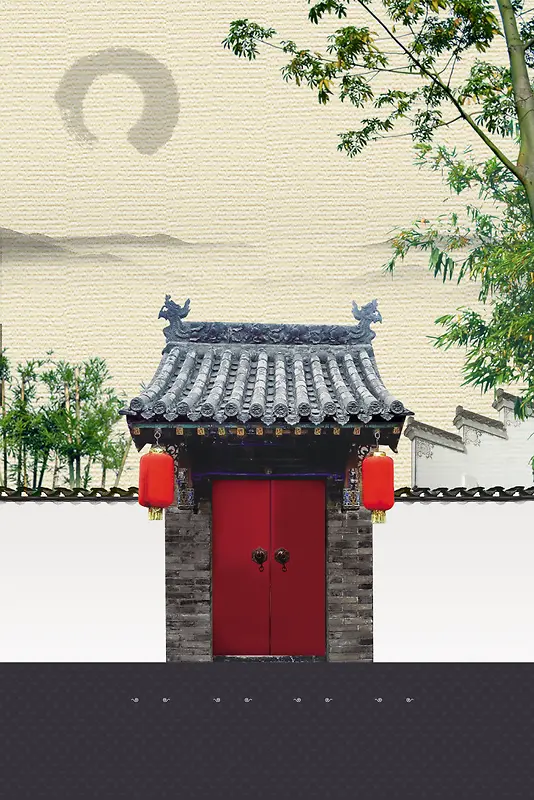 中国风水墨住宅背景素材