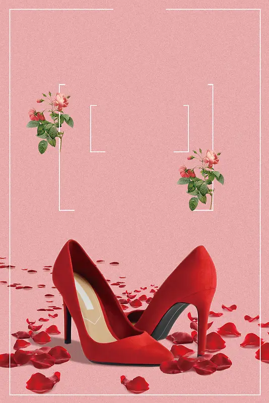 女鞋红色高跟鞋海报背景素材