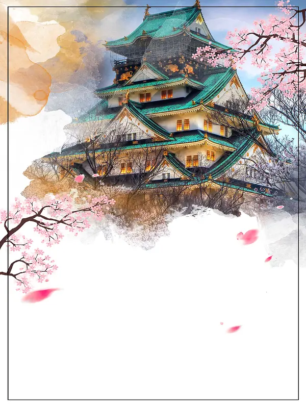 日本旅游旅行白色传统屋檐背景