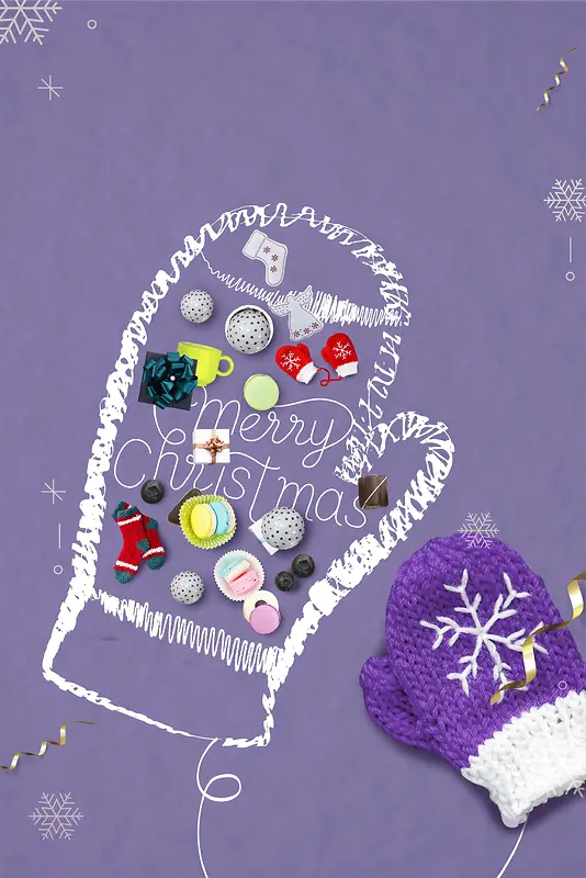 圣诞节紫色创意促销雪花背景