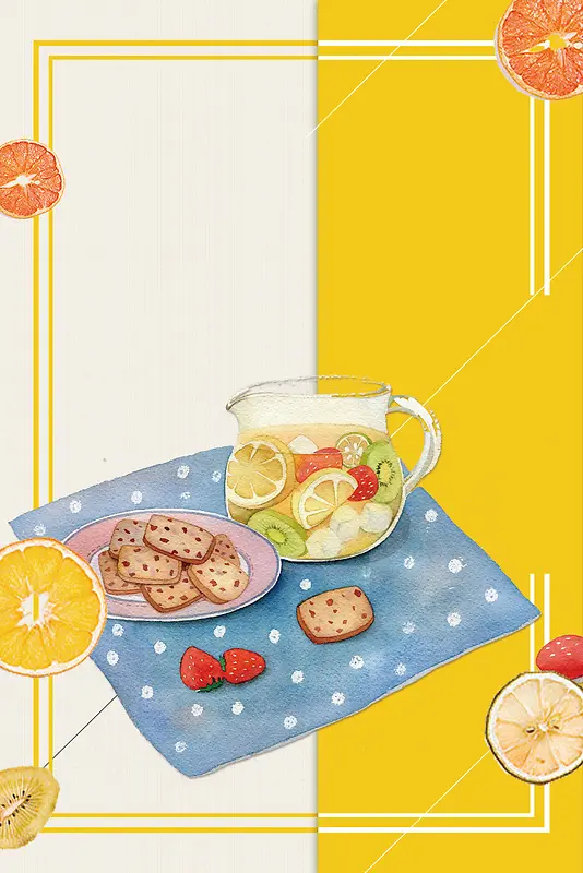 夏季饮品水果茶海报背景素材